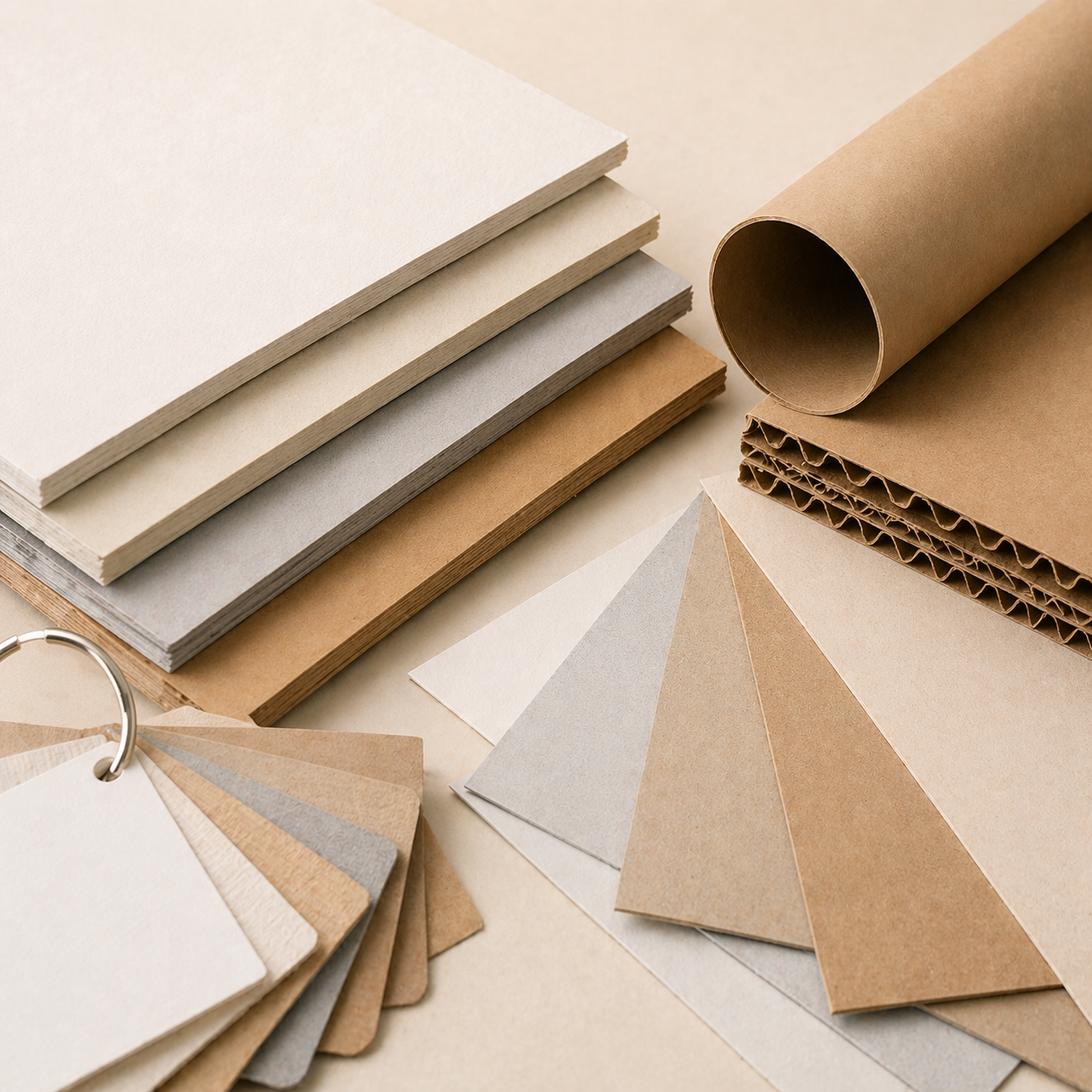 Assorted paper and board samples for custom sourcing